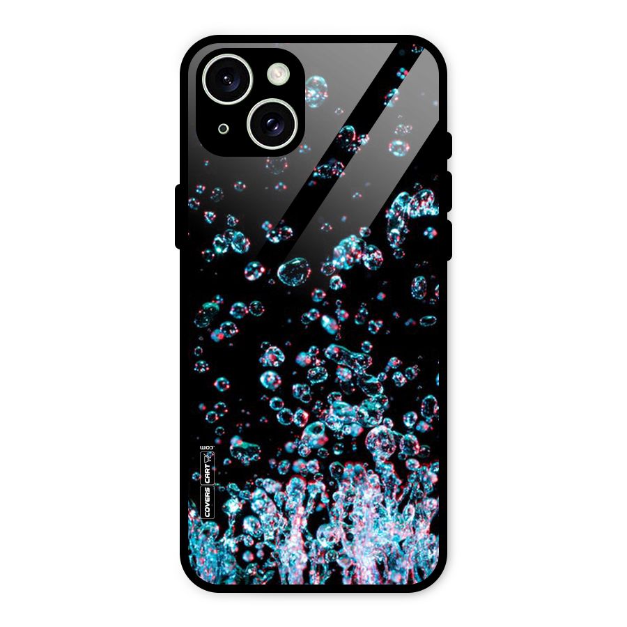 Water Droplets Glass Back Case for iPhone 15 Plus