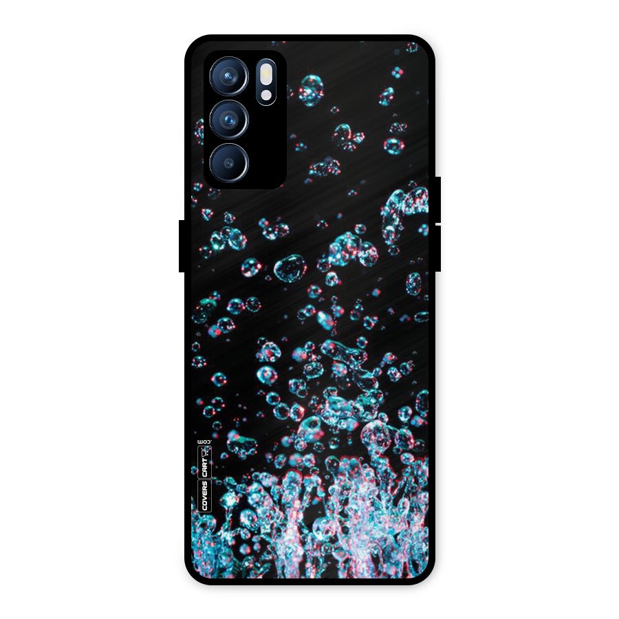 Water Droplets Metal Back Case for Oppo Reno6 5G