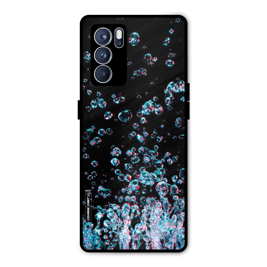 Water Droplets Metal Back Case for Oppo Reno6 Pro 5G