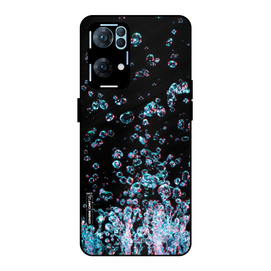 Water Droplets Metal Back Case for Oppo Reno7 Pro 5G