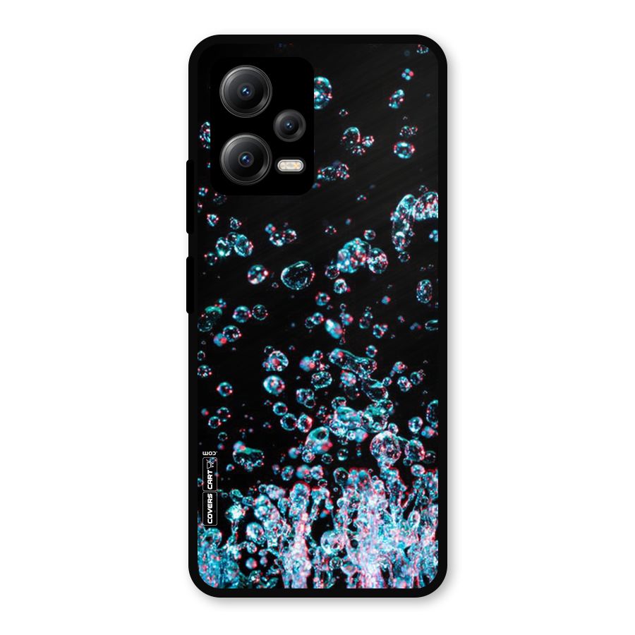 Water Droplets Metal Back Case for Redmi Note 12 5G