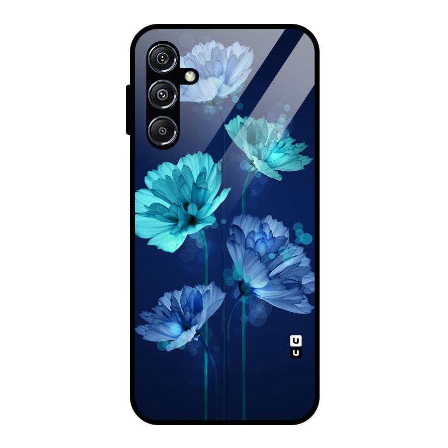 Water Flowers Glass Back Case for Galaxy M34 5G