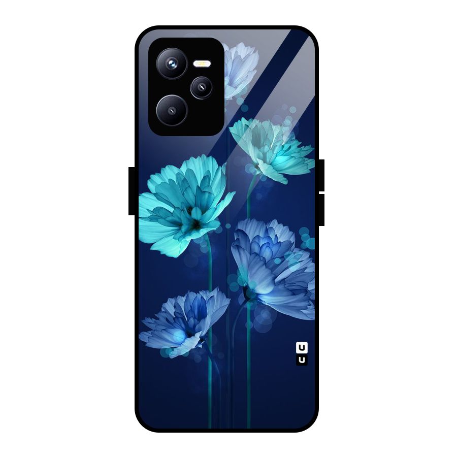 Water Flowers Glass Back Case for Realme C35