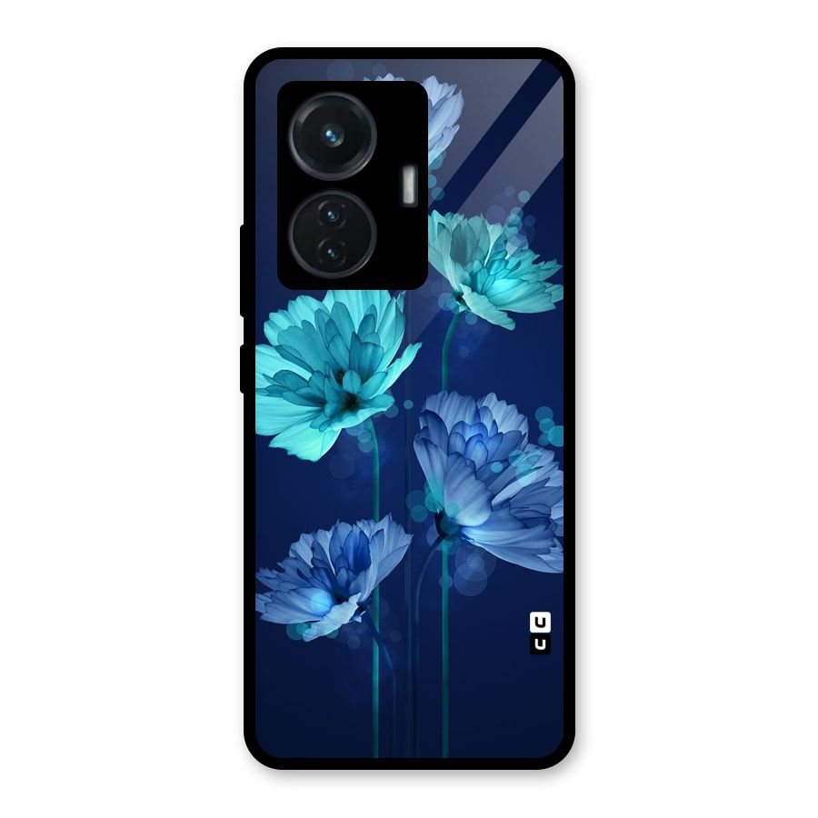 Water Flowers Glass Back Case for Vivo T1 44W