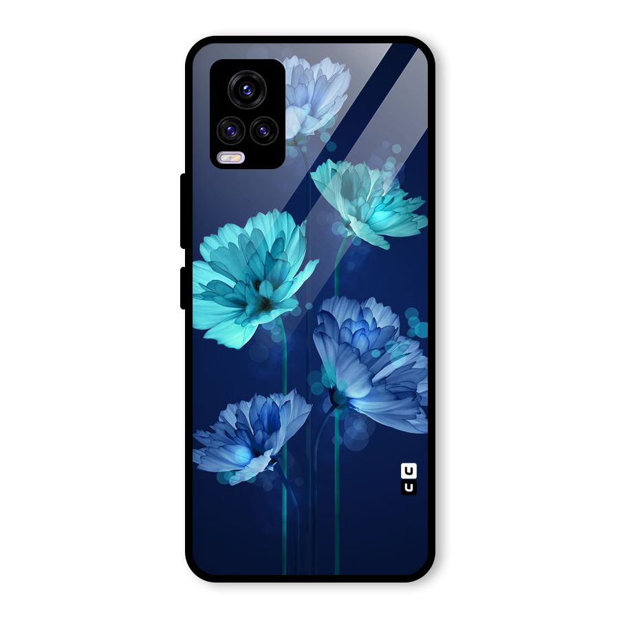 Water Flowers Glass Back Case for Vivo V20 2021