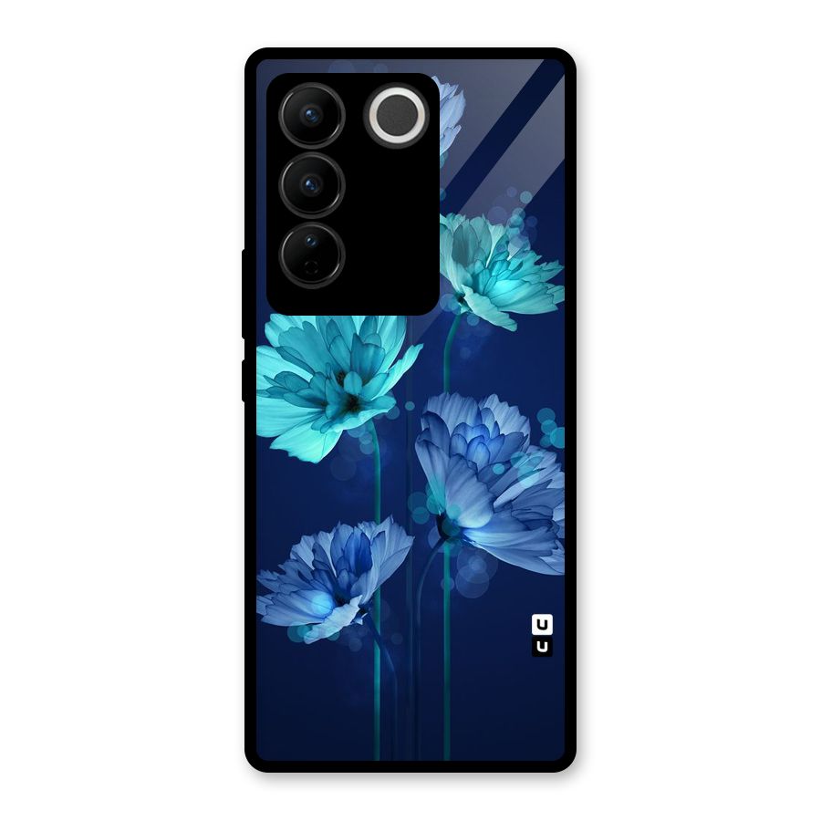 Water Flowers Glass Back Case for Vivo V27
