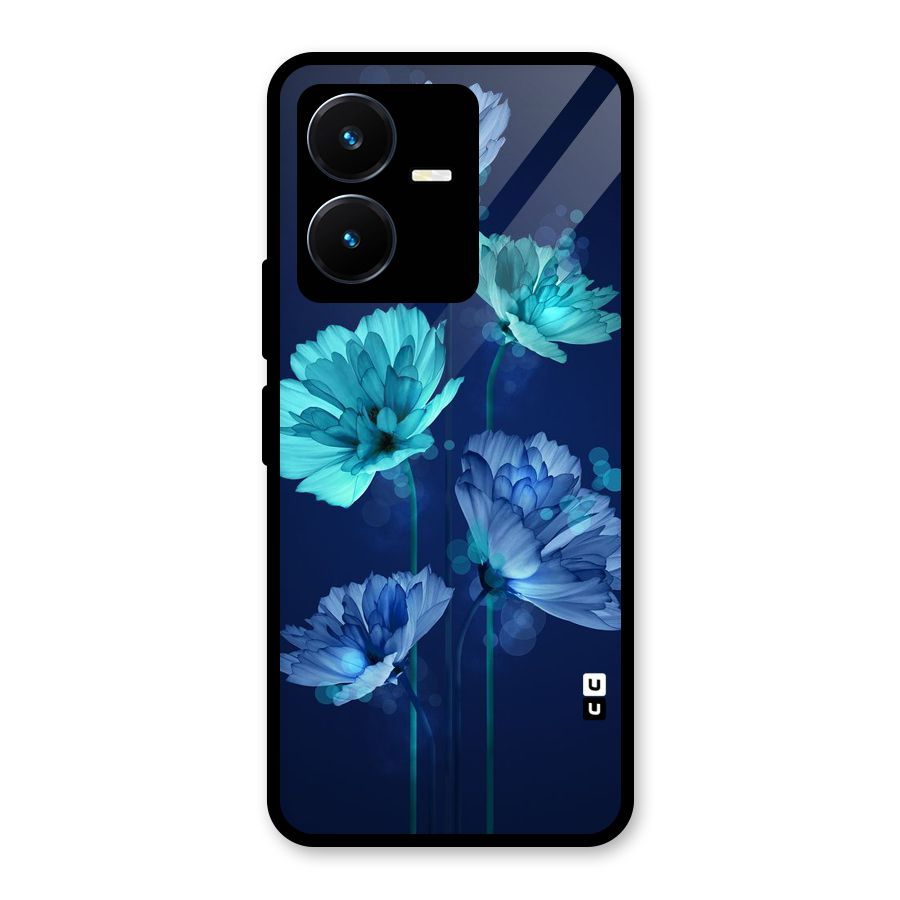 Water Flowers Glass Back Case for Vivo Y22s