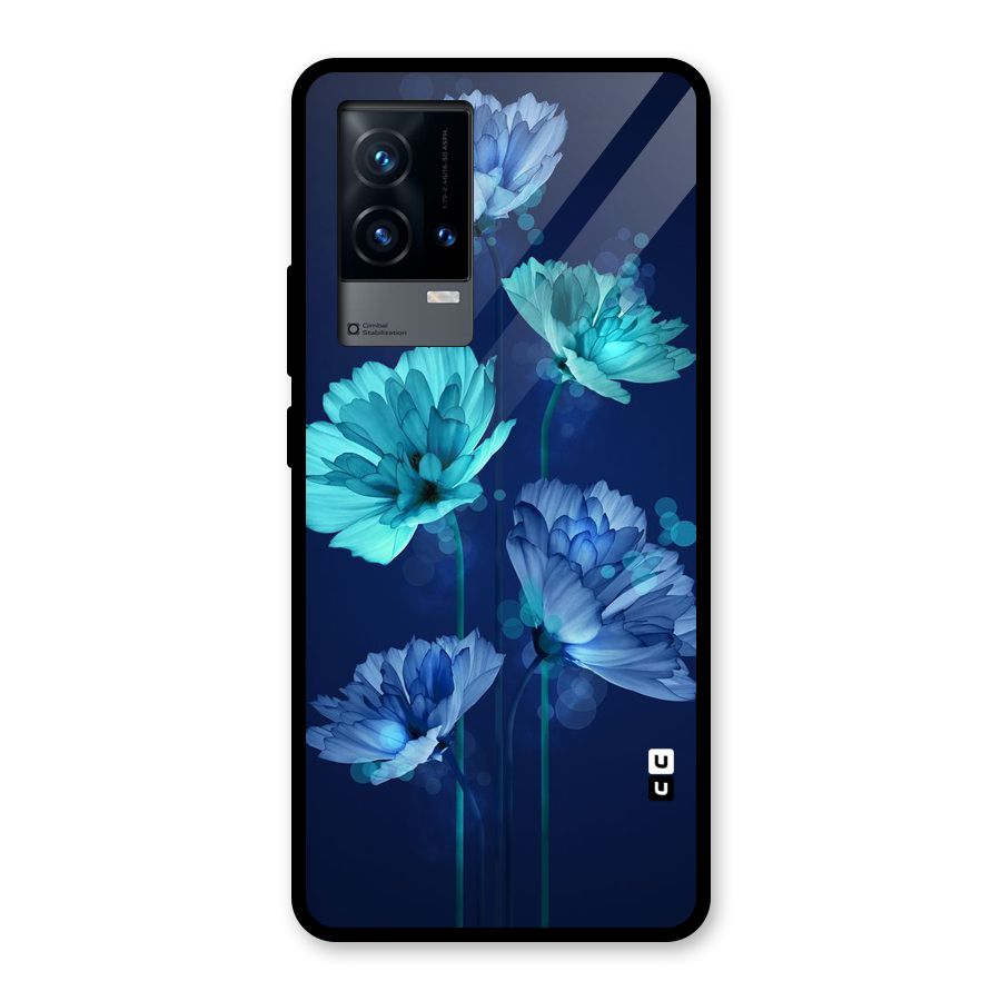 Water Flowers Glass Back Case for iQOO 9 5G