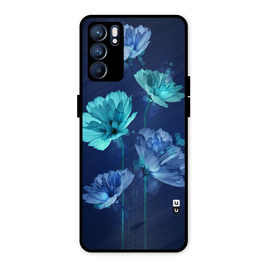 Water Flowers Metal Back Case for Oppo Reno6 5G