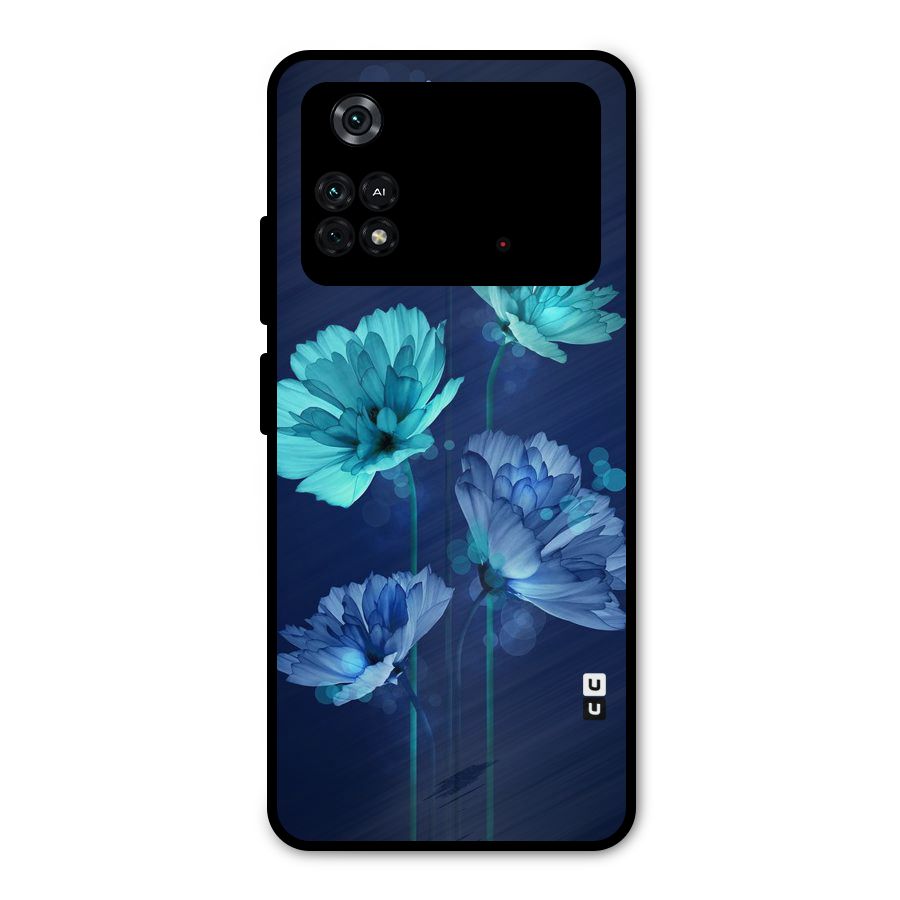 Water Flowers Metal Back Case for Poco M4 Pro 4G