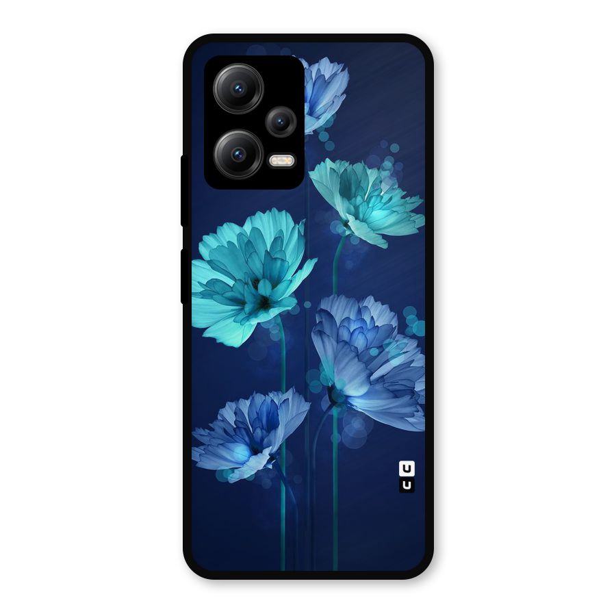 Water Flowers Metal Back Case for Redmi Note 12 5G