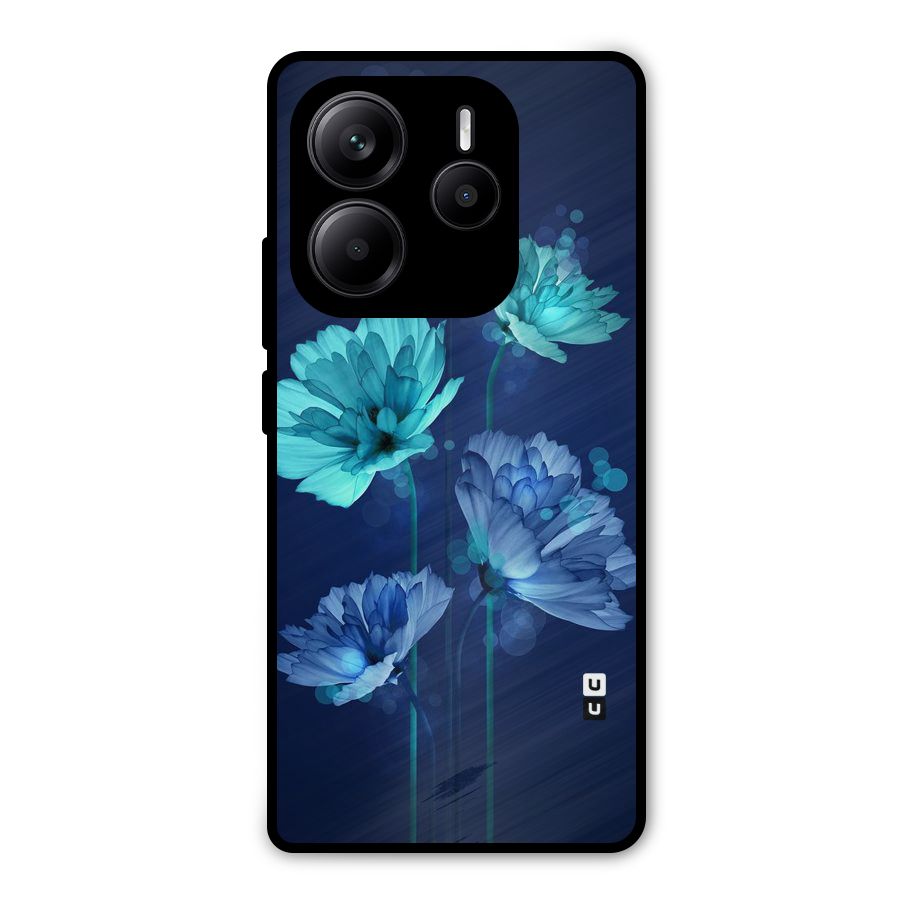 Water Flowers Metal Back Case for Redmi Note 14 5G