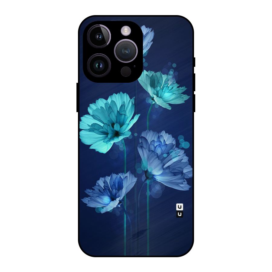 Water Flowers Metal Back Case for iPhone 14 Pro Max