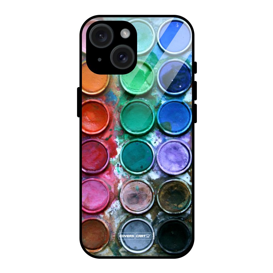 Water Paint Box Glass Back Case for iPhone 15
