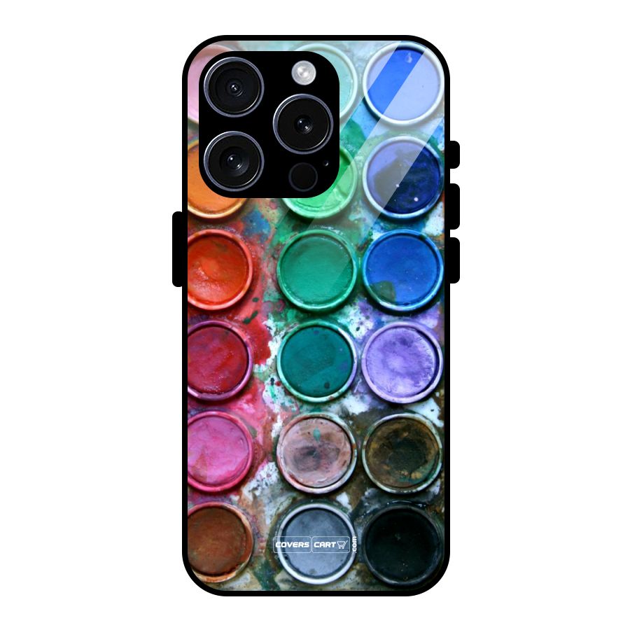 Water Paint Box Glass Back Case for iPhone 15 Pro