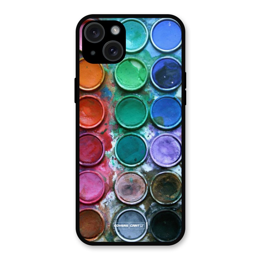 Water Paint Box Metal Back Case for iPhone 15 Plus