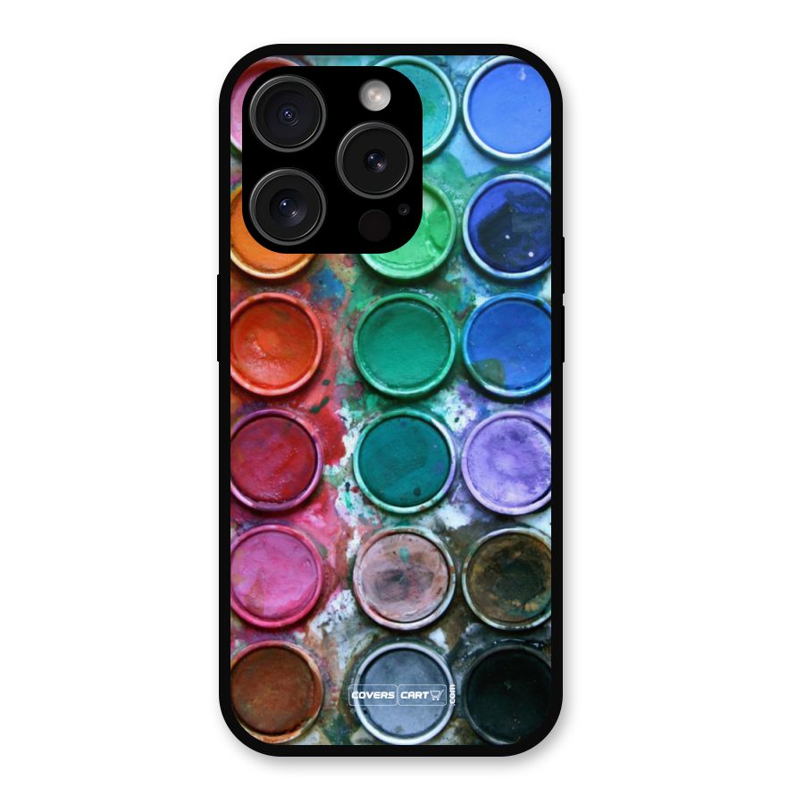 Water Paint Box Metal Back Case for iPhone 15 Pro
