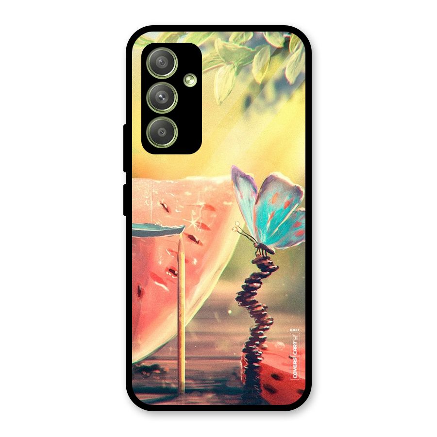 Watermelon Butterfly Glass Back Case for Galaxy A54