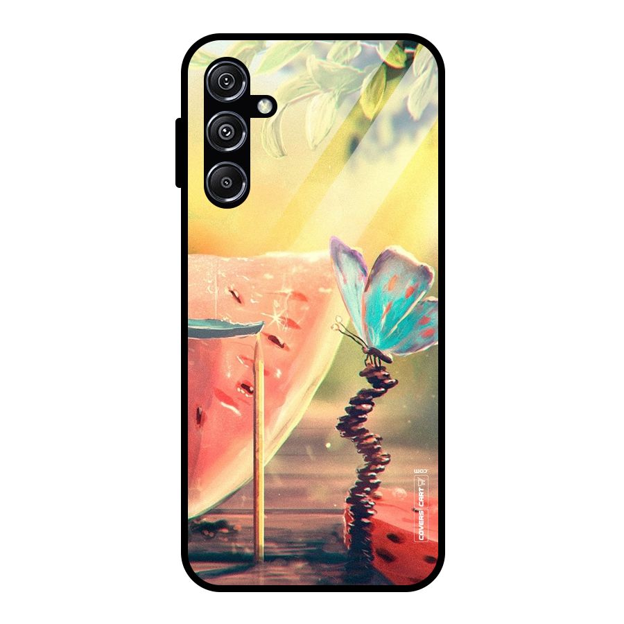 Watermelon Butterfly Glass Back Case for Galaxy M34 5G