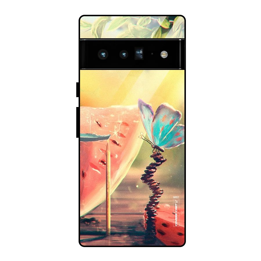 Watermelon Butterfly Glass Back Case for Google Pixel 6 Pro