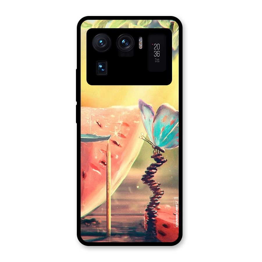Watermelon Butterfly Glass Back Case for Mi 11 Ultra