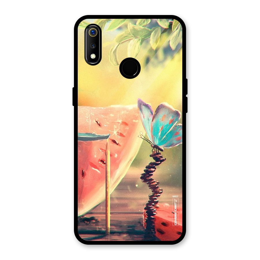 Watermelon Butterfly Glass Back Case for Realme 3i