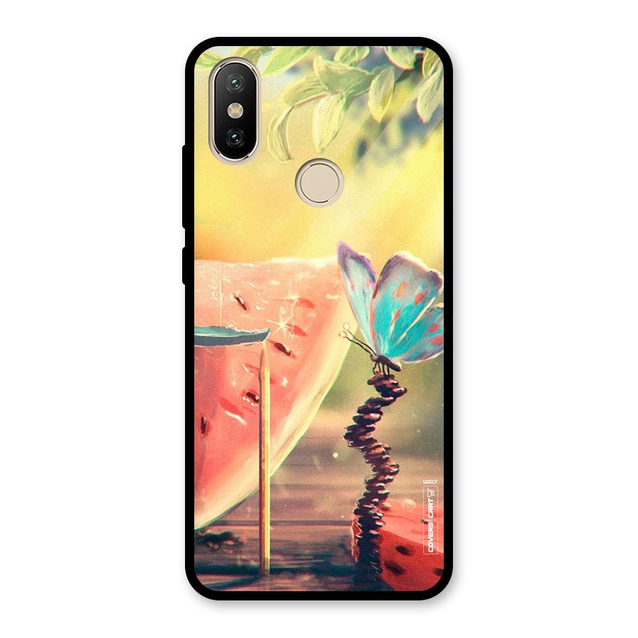 Watermelon Butterfly Glass Back Case for Redmi A2