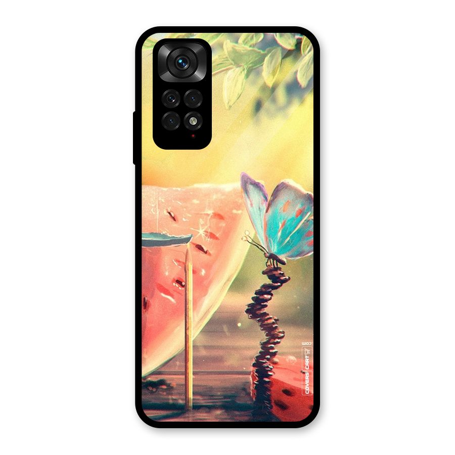 Watermelon Butterfly Glass Back Case for Redmi Note 11S