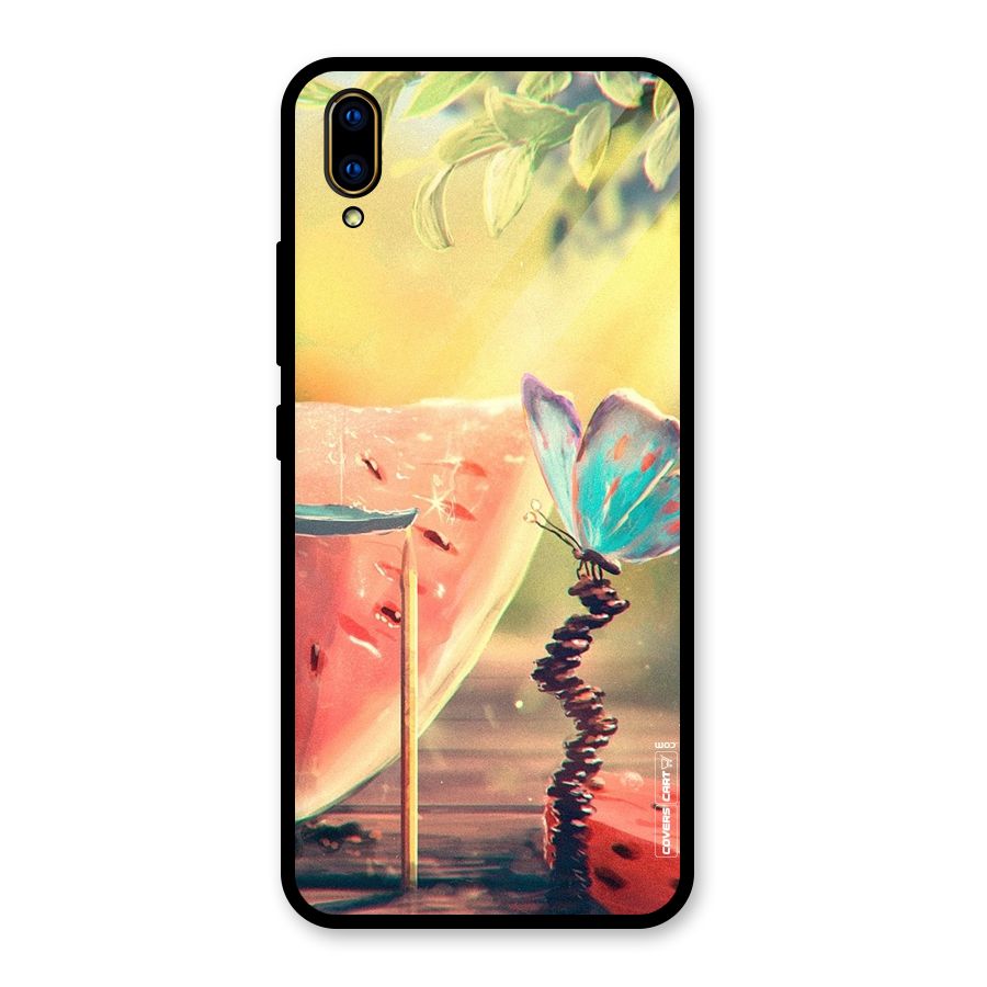 Watermelon Butterfly Glass Back Case for Vivo V11 Pro