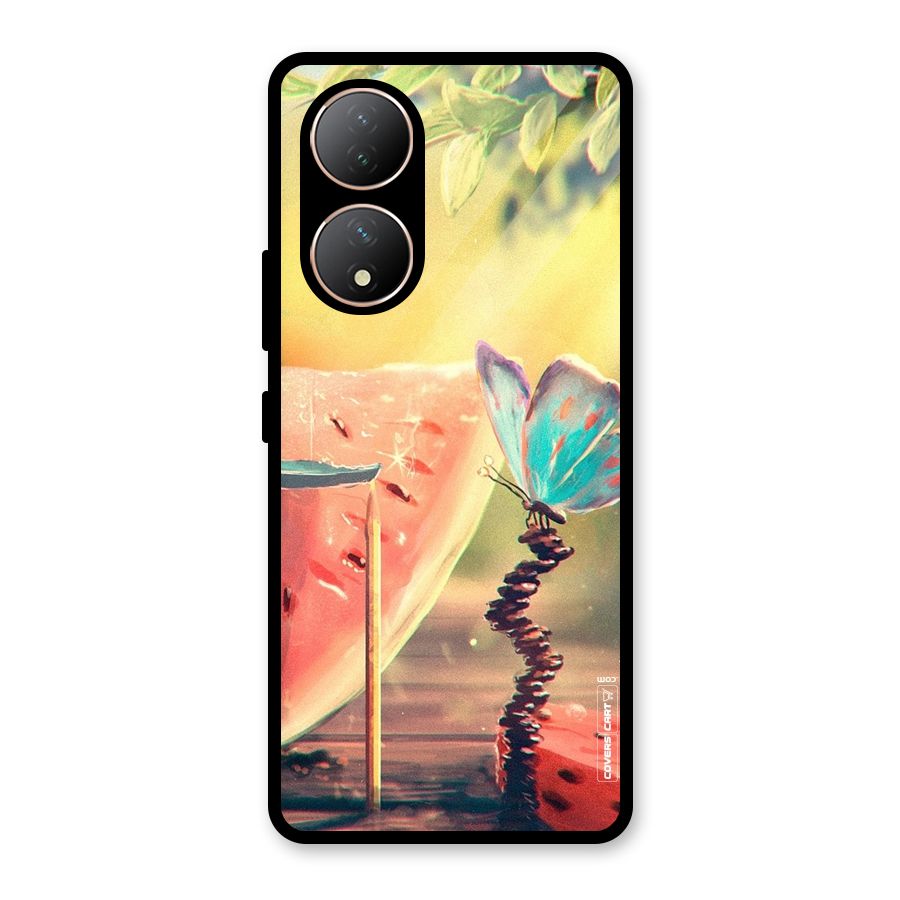 Watermelon Butterfly Glass Back Case for Vivo Y100A