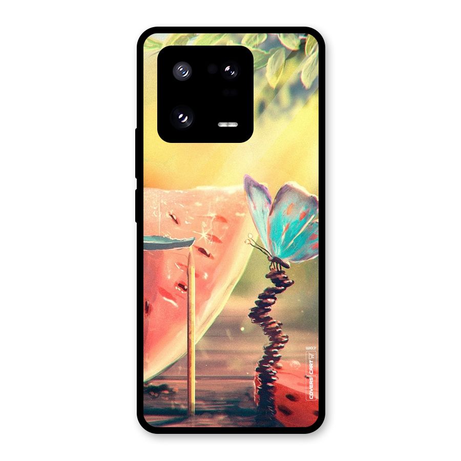 Watermelon Butterfly Glass Back Case for Xiaomi 13 Pro