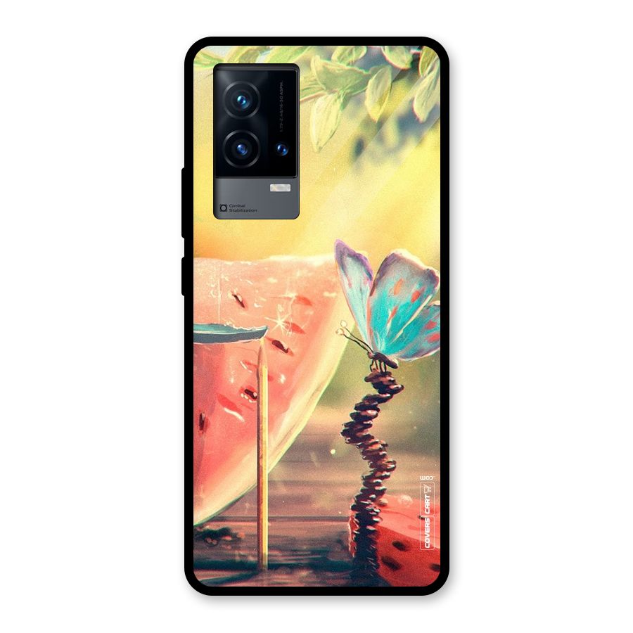 Watermelon Butterfly Glass Back Case for iQOO 9 5G