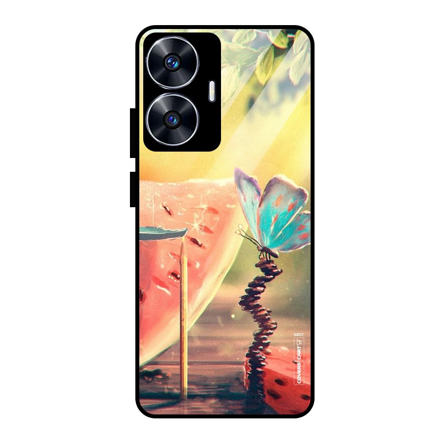 Watermelon Butterfly Glass Back Case for realme C55