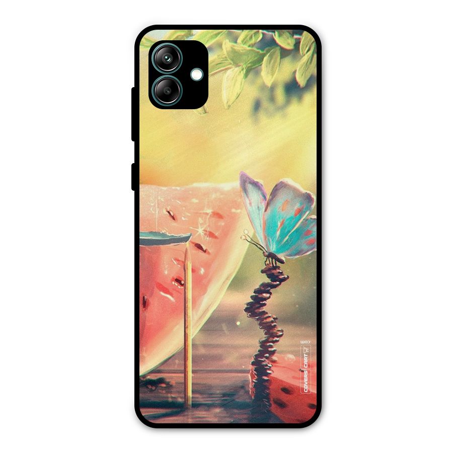 Watermelon Butterfly Metal Back Case for Galaxy A04