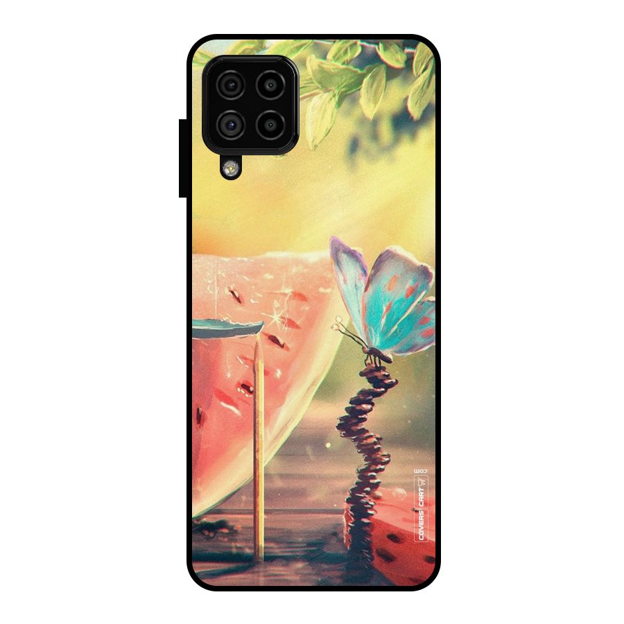 Watermelon Butterfly Metal Back Case for Galaxy A22 4G
