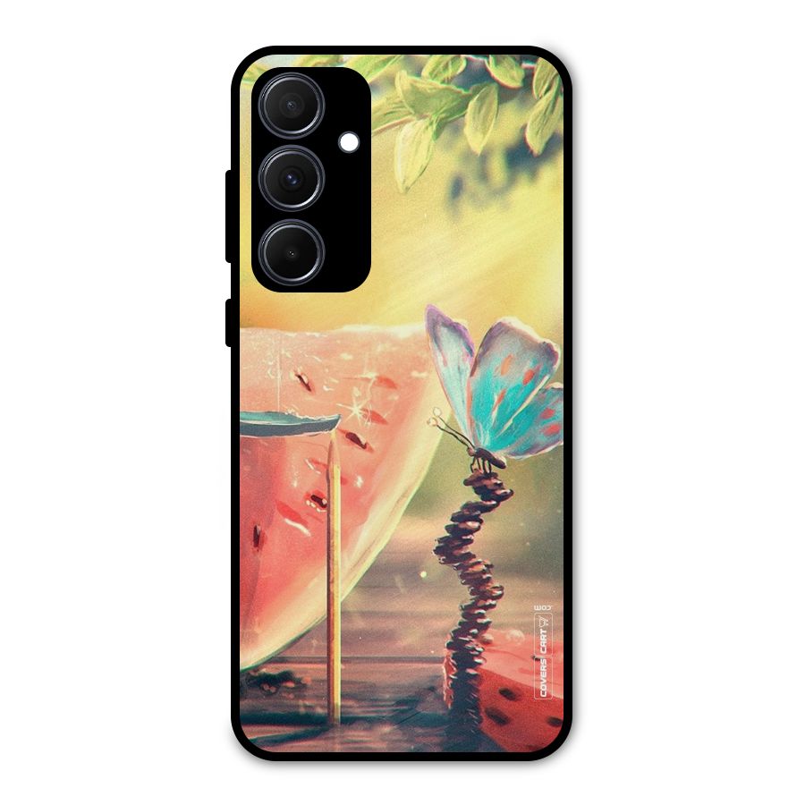 Watermelon Butterfly Metal Back Case for Galaxy A35