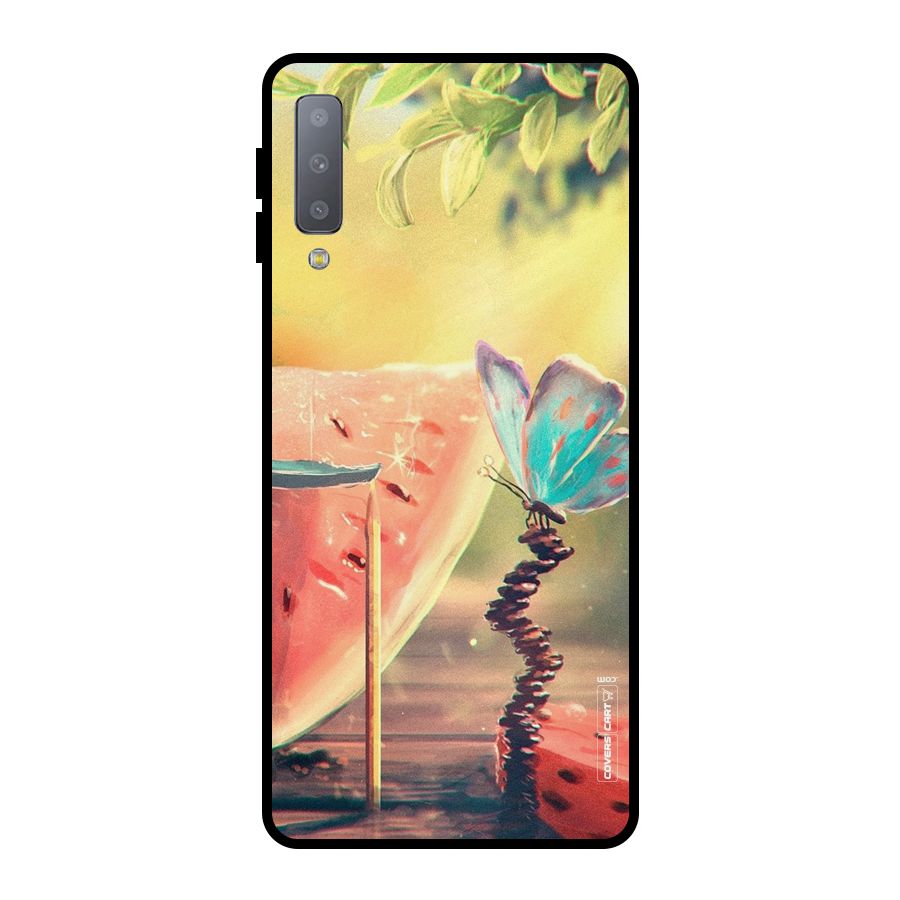 Watermelon Butterfly Metal Back Case for Galaxy A7 (2018)