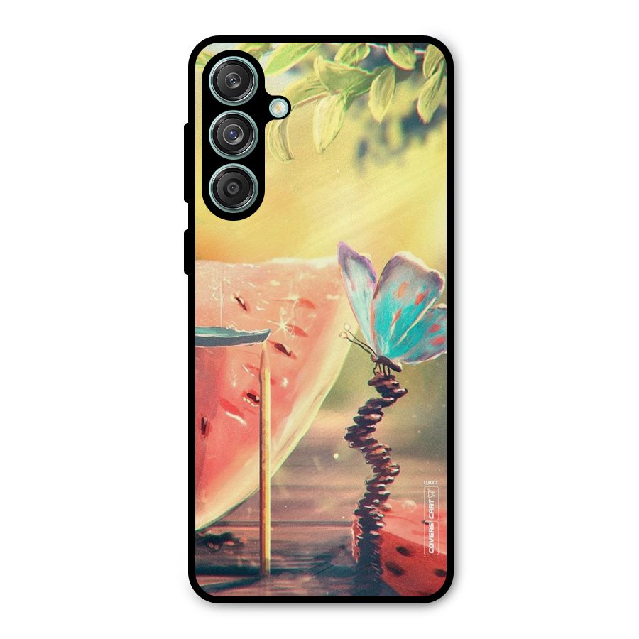Watermelon Butterfly Metal Back Case for Galaxy M55 5G
