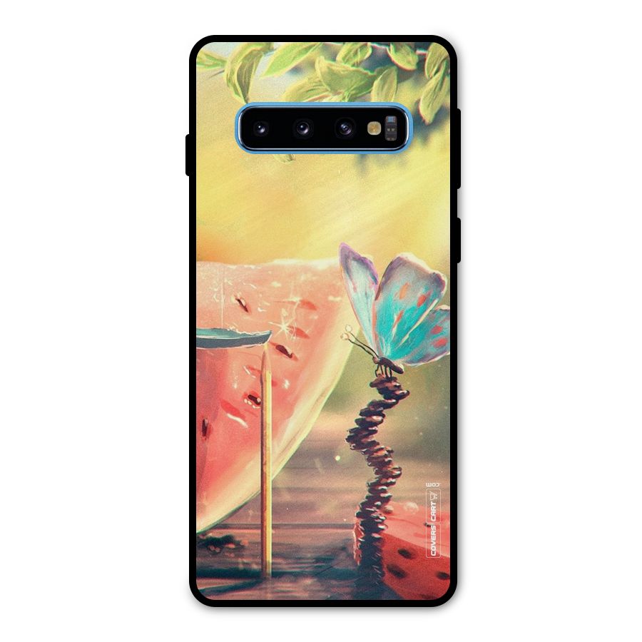 Watermelon Butterfly Metal Back Case for Galaxy S10