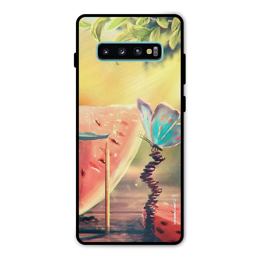 Watermelon Butterfly Metal Back Case for Galaxy S10 Plus