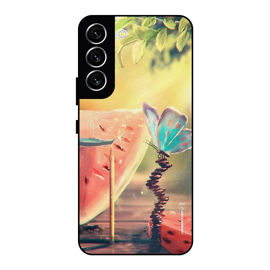 Watermelon Butterfly Metal Back Case for Galaxy S22 5G