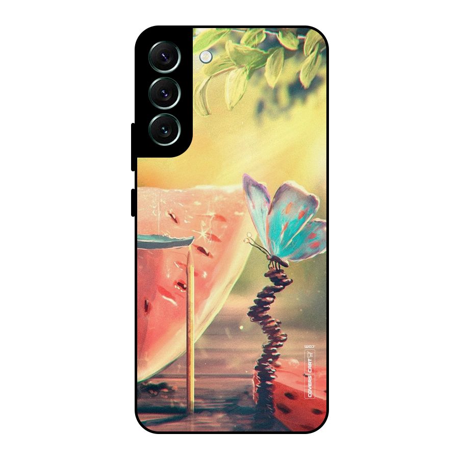 Watermelon Butterfly Metal Back Case for Galaxy S22 Plus 5G
