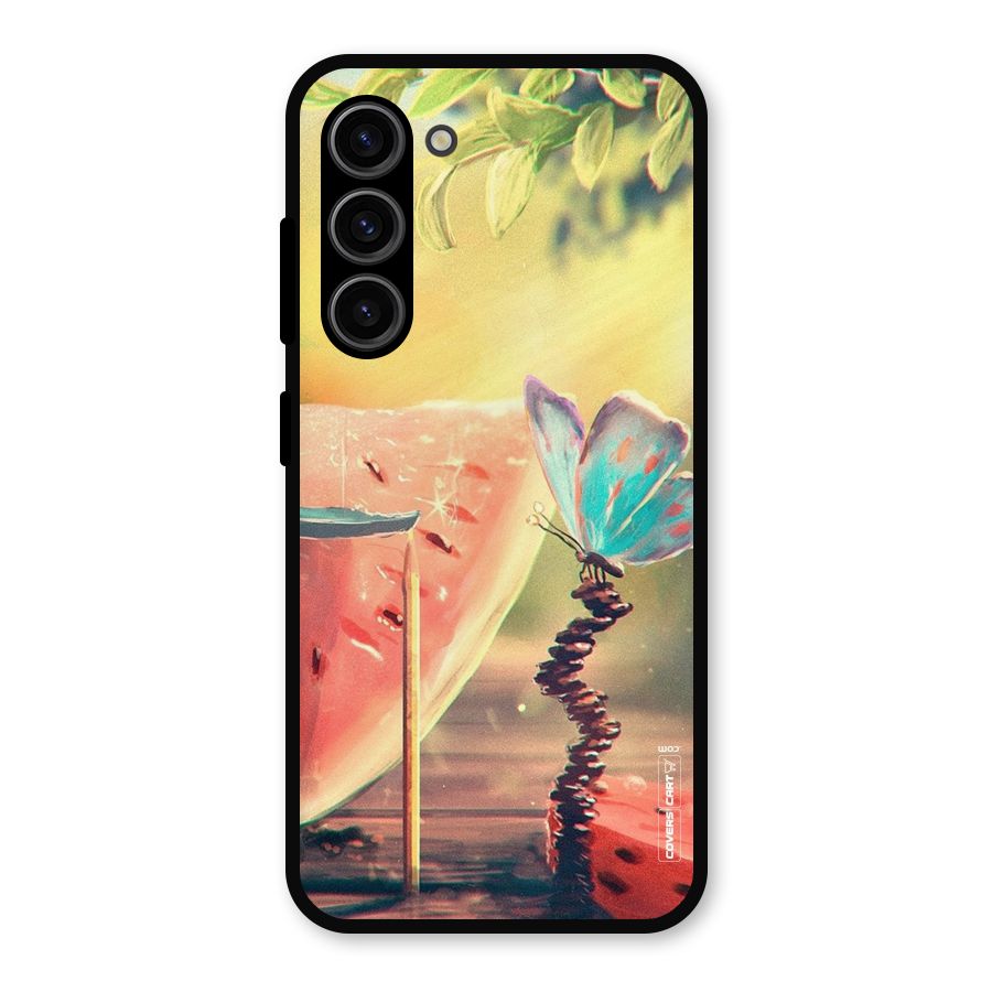 Watermelon Butterfly Metal Back Case for Galaxy S23