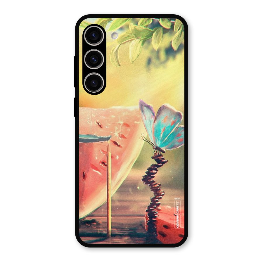 Watermelon Butterfly Metal Back Case for Galaxy S23 Plus