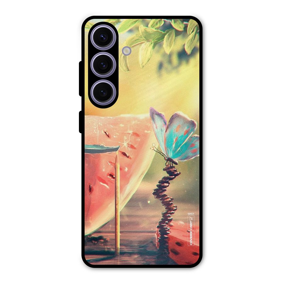 Watermelon Butterfly Metal Back Case for Galaxy S24