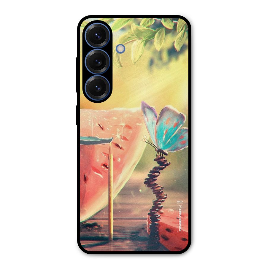 Watermelon Butterfly Metal Back Case for Galaxy S25