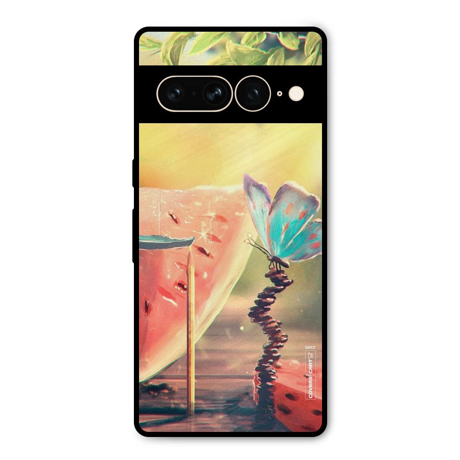 Watermelon Butterfly Metal Back Case for Google Pixel 7 Pro