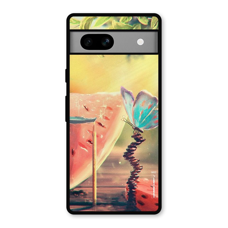 Watermelon Butterfly Metal Back Case for Google Pixel 7a