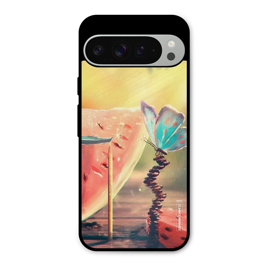 Watermelon Butterfly Metal Back Case for Google Pixel 9 Pro XL