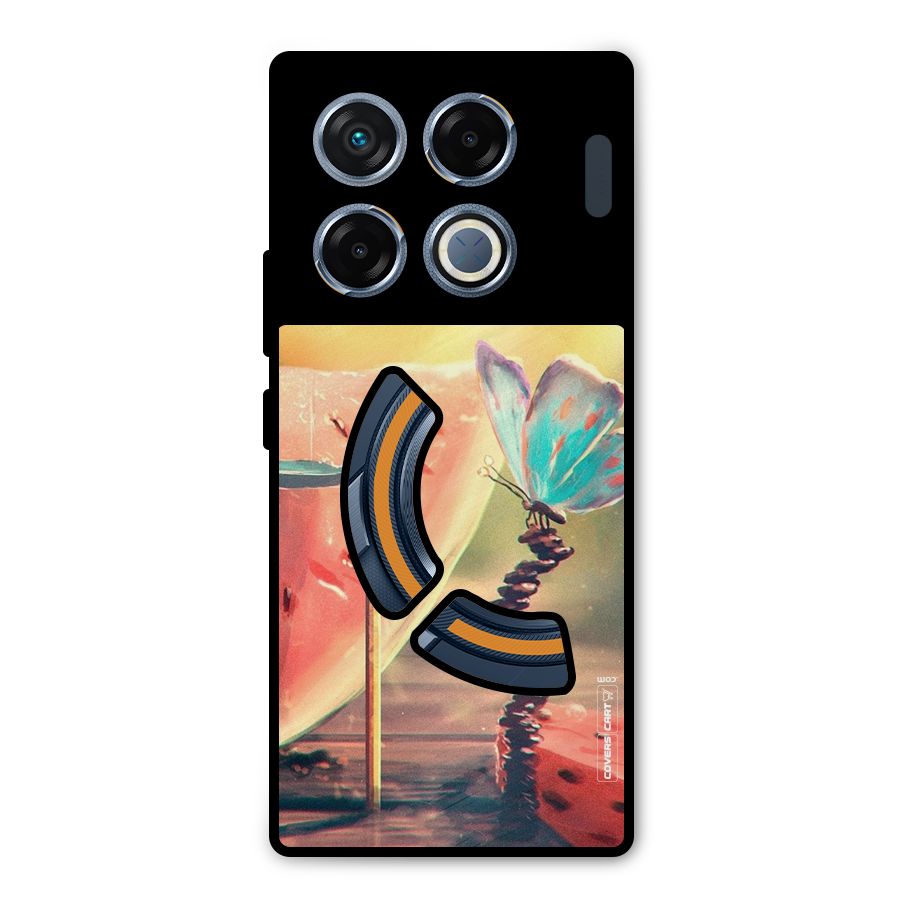 Watermelon Butterfly Metal Back Case for Infinix GT 20 Pro